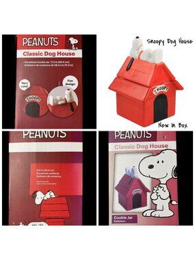 Gibson Peanuts Classic Snoopy Dog House Durastone  Cooke Jar in Red New In Box